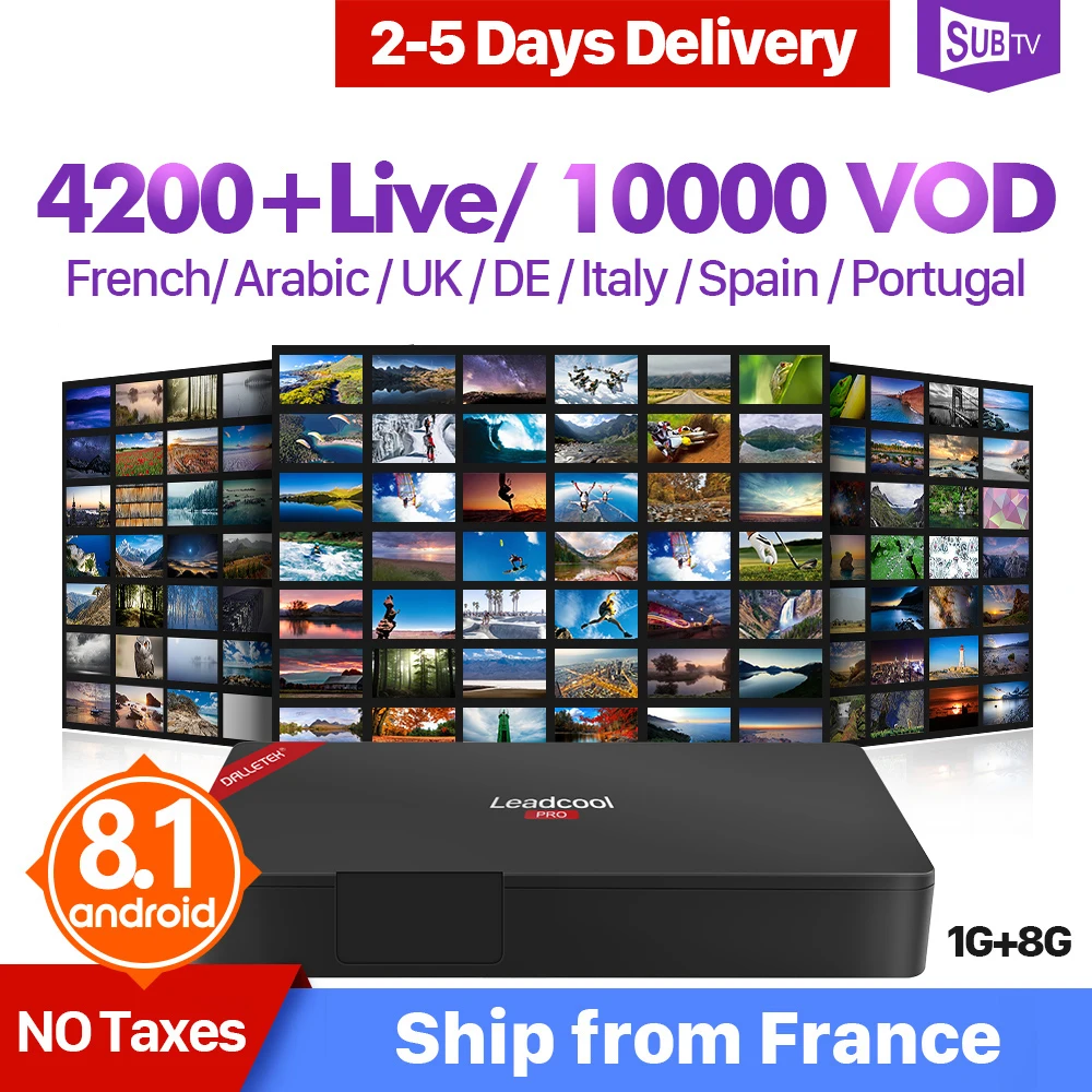 

IPTV Box France Portugal Subscription Leadcool Pro Android 8.1 RK3229 Italy Turkish Arabic IPTV Receiver Box IP TV SUBTV