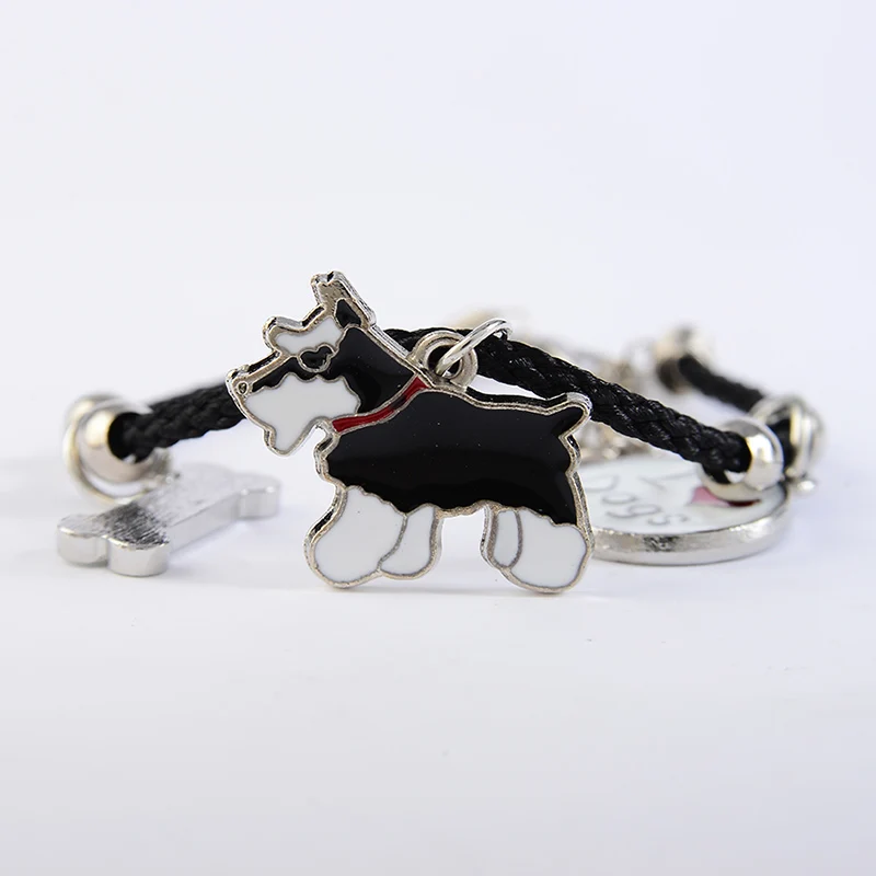 Очаровательный браслет с французским бульдогом, браслеты для женщин и девочек, серебряный цвет, подвеска в виде собаки, цепочка, женский браслет, ювелирное изделие, для женщин - Окраска металла: Standard Schnauzer