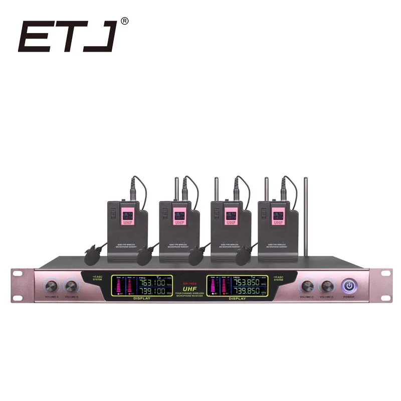 ETJ العلامة التجارية المهنية اللاسلكية Mic 4 قناة ميكروفون لاسلكي نظام Bodypack مؤتمر ميكروفون SH-1620 ETJ العلامة التجارية المهنية اللاسلكية Mic 4 قناة ميكروفون لاسلكي نظام Bodypack مؤتمر ميكروفون SH-1620