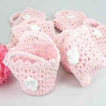 12 шт. миниатюрные вязаные крючком корзины ручной работы для детского душа вечерние сувениры для крещения ремесленные украшения 7,0 см розовая корзина