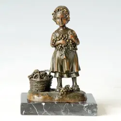 Классическая искусство Бронзовый статуя маленькая девочка выбрать виноград скульптура литья меди фигурка украшение дома подарки