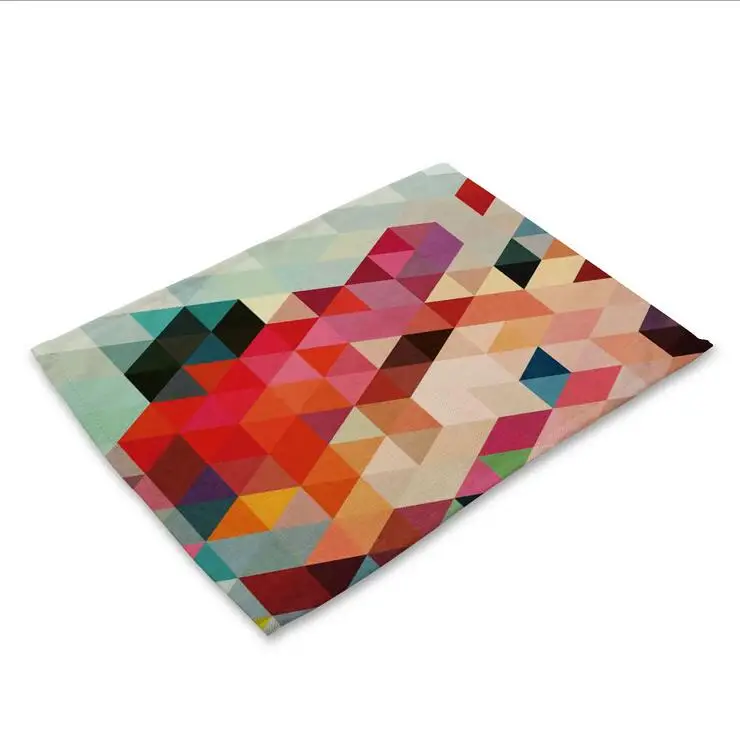 Красочные геометрические решетки подстилки коврик из ткани украшение стола коврик для кухни позавasos Manteles индивидуальные Onderzetter H313 - Цвет: 2