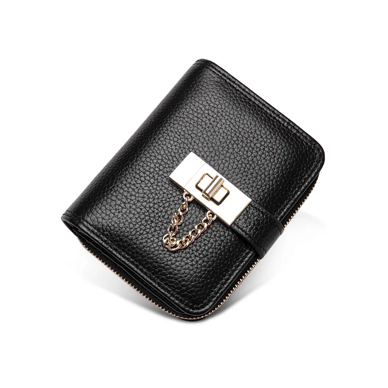 

Women Wallets Handmade Woven Purse 100% Cow Leather Casual Soild Ladies Wallet With Coin Pocket Zipper & Hasp High Quality Purse