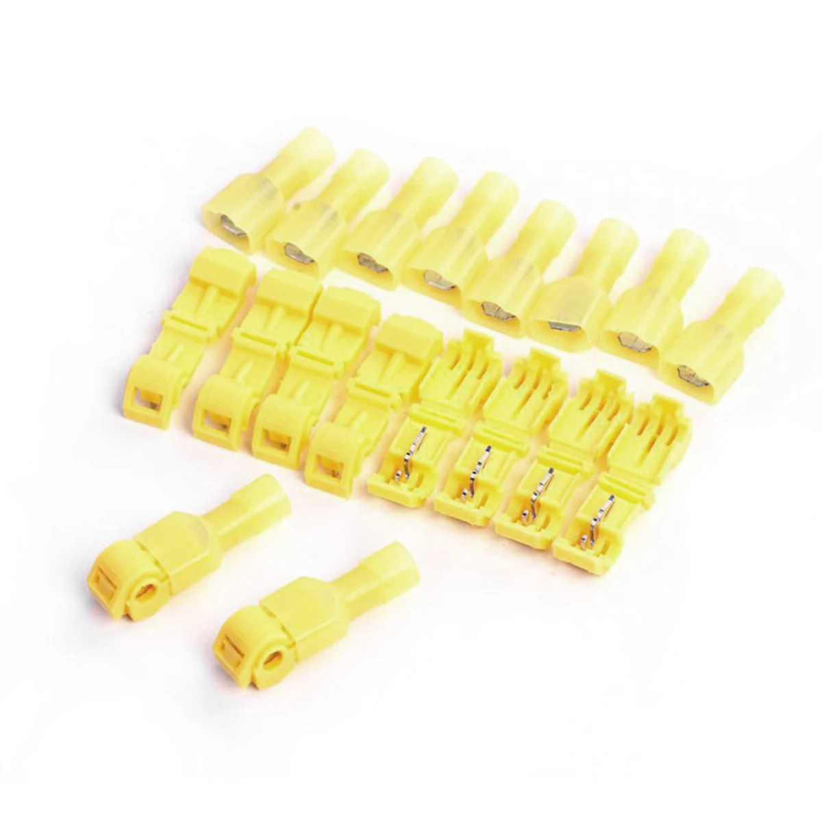 20pcs/set T Type Quick Splice Wire Crimp Terminal Connectors Insulated Lock Electrical Crimp Cable Snap For 12-10AWG Wire