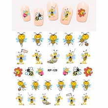 UPRETTEGO дизайн ногтей Красота наклейка на ногти водная наклейка слайдер мультфильм насекомых мед пчелы цветок сладкие сердца APIS APIDAE RP127-132