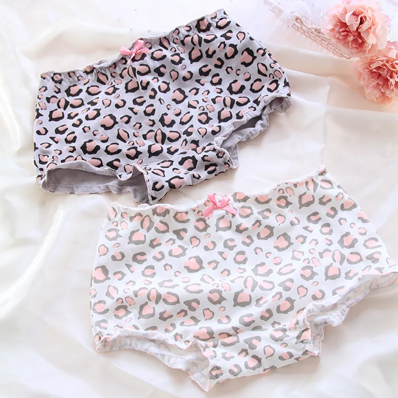 

SP&CITY Sexy Leopard Print Cotton Underwear For Menstruation Cute Pink Bow Seamless Panties Women Boyshort Briefs Lingerie