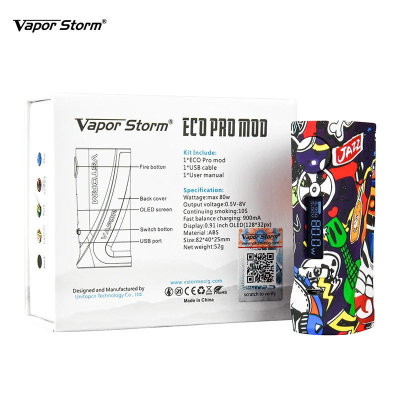Оригинальный Vapor Storm ECO Pro бокс мод ABS Vape 5 80 Вт переменная мощность электронная