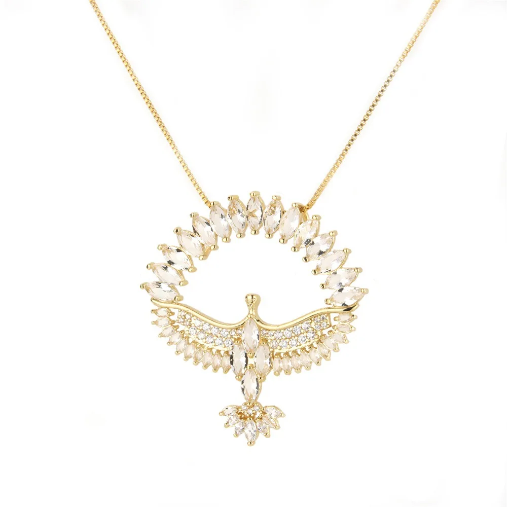 Lucky Sonny Holy Spirit Bird Collar Gold Color Colored CZ Inlay Brazil Hot Santo Necklace Fashion Joyeria Women Feminina Colar (6)