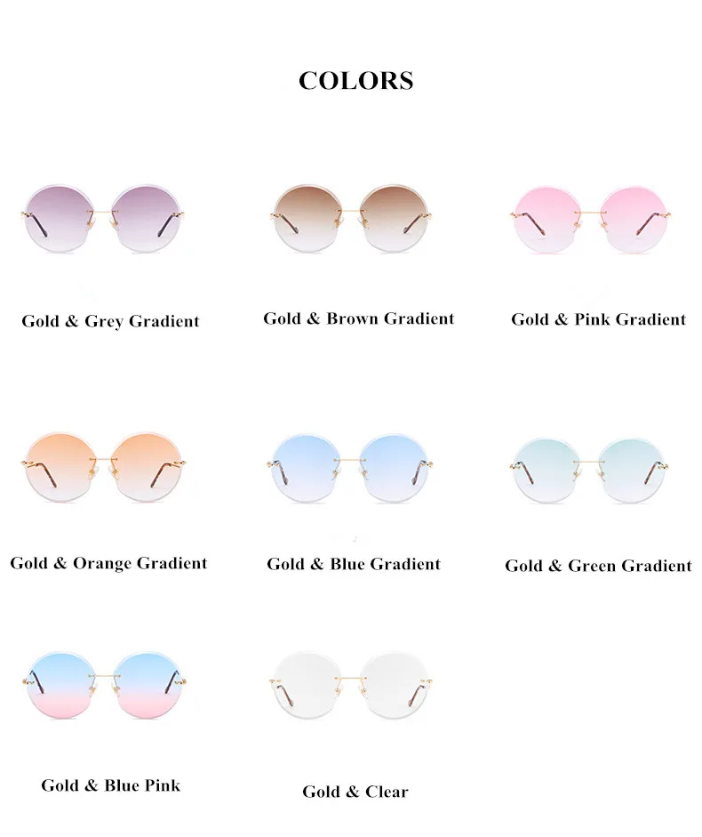 VWKTUUN женские солнцезащитные очки без оправы, негабаритные Винтажные Солнцезащитные очки для женщин, круглые женские очки UV400