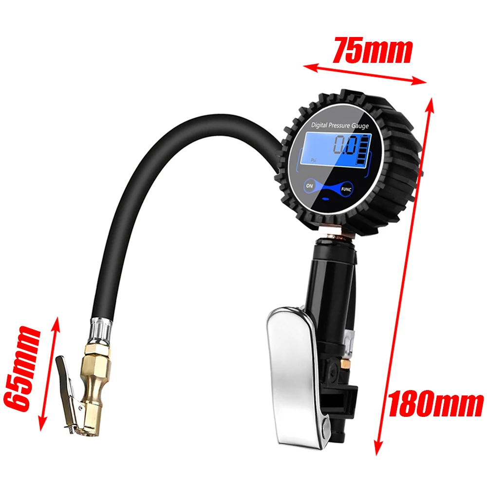 For Car Motorcycle Bike Pressure Gauges Digital Tire Inflator Meter Tester Manometer 3-200 PSI Air Chuck 0-14Bar Mayitr