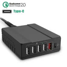 RODOT 6-Port USB Chargeur De Bureau avec Qualcomm Charge Rapide 2.0 Port avec Type-C Port Rapide Station De Recharge Mur chargeur