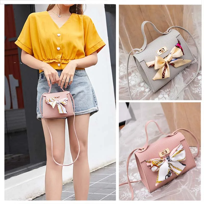 

Fashion Flap Travel Female Small Square Pack Casual Designer Hot Sale PU Bow Women Crossbody Bags High Quality Lady Shouler Bag