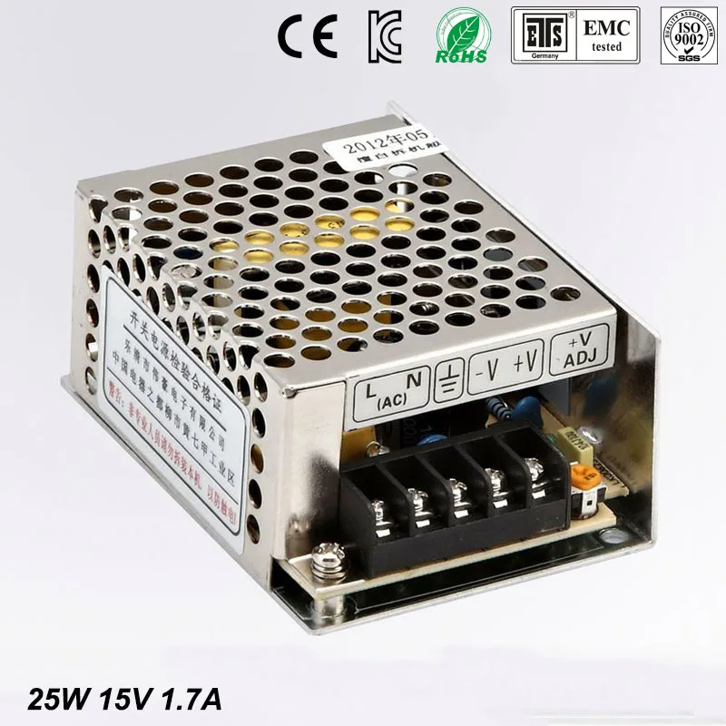 

Small Volume Single Output mini size Switching power supply 15V 1.7A ac dc LED smps 25w output Free shipping MS-25-15