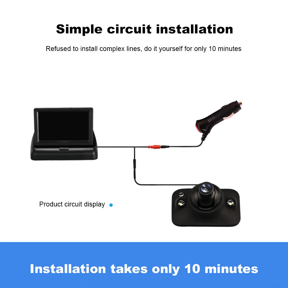Mini Car HD Monitor Rear View Camera Car Front View Side Reversing DVR Wire Vehicle Night Vision Auto Backup Camera Waterproof