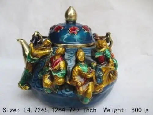 

Delicate ancient China eight immortals cloisonne teapot with Ming xuande mark