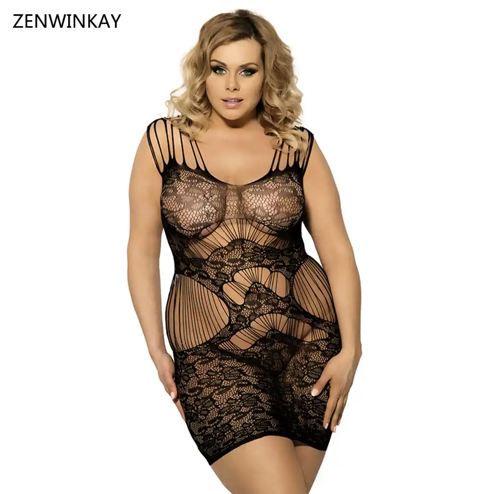black fishnet dress plus size