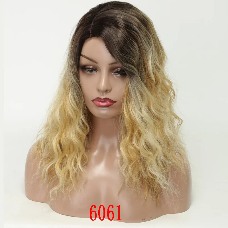 

MERISI HAIR Synthetic Short Wigs Water Wave Ombre Blonde Wigs For Women Black Synthetic Hair Average Size High Temperature Fiber