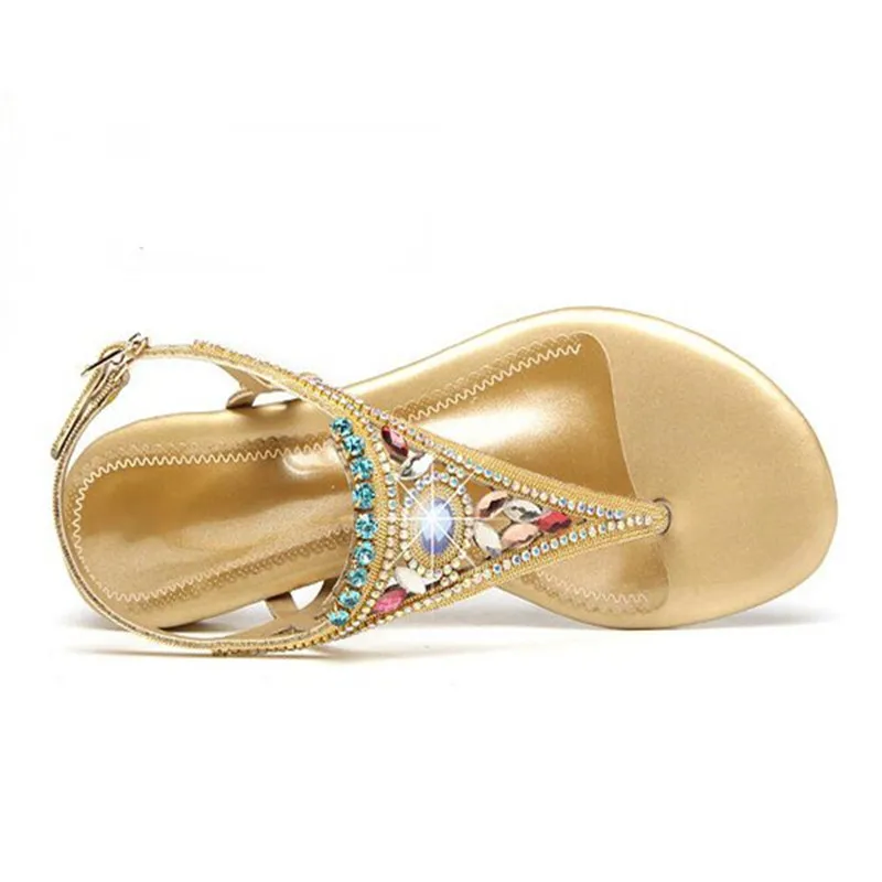 BEYARNE New Genuine Leather Rhinestone Gold Buckle Fashion Mid Heel Summer Shoes Girl Female Lady Women Sandals