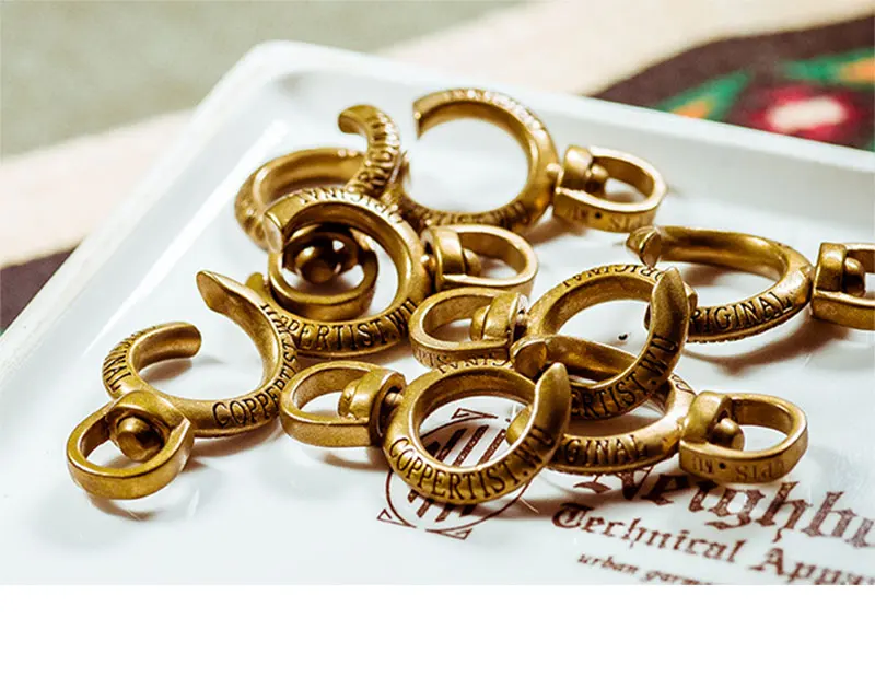 Coppertist. wu Универсальное кольцо с надписью, латунный металлический держатель для ключей ручной работы, раздельные кольца, брелок для ключей, Круглый круглый брелок