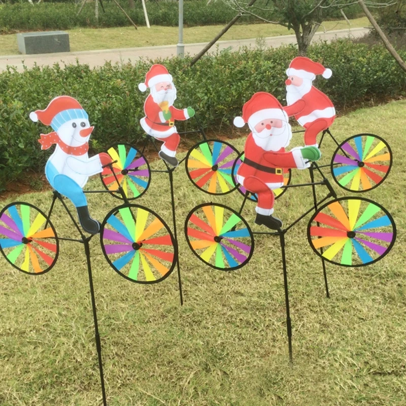 3D Large Santa Claus On Bike Windmill Wind Spinner Whirligig Yard Garden Decor