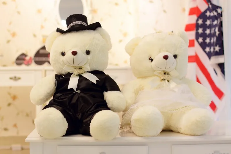 2 шт./пара пара медведь плюшевый мишка для свадьбы мягкие игрушки-подушки большой размер Рождественский подарок свадебный подарок «Медведь» Жених и невеста