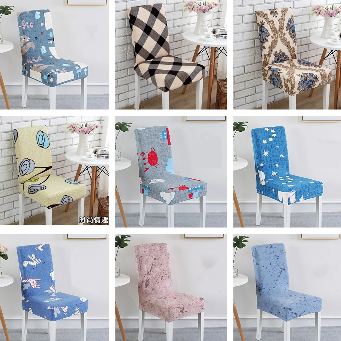 

1pieces Printing Chair Cover Spandex Wedding Chair Covers Dining Room Banquet Weddings Home Hotel Christmas Gift New Year