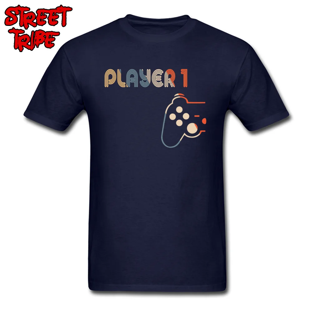 Normal All Cotton T-shirts for Men Short Sleeve Normal Tops Shirts 2018 Hot Sale Summer Autumn O-Neck T Shirt Printed Matching Gamer Couple tee Player 1 Player 2 Sh navy
