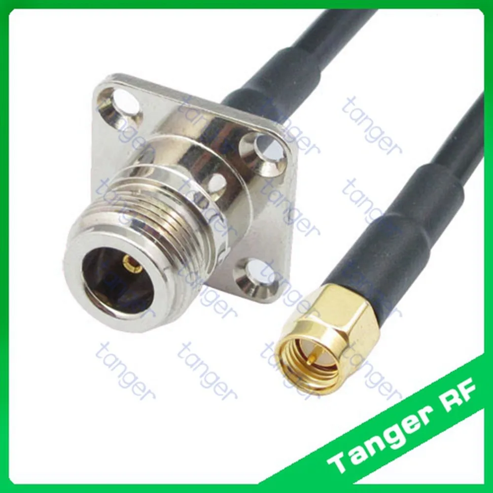 

Hot selling Tanger N female jack 4 four hole panel to SMA male plug straight RF RG58 Pigtail Jumper Coaxial Cable 3feet 100cm