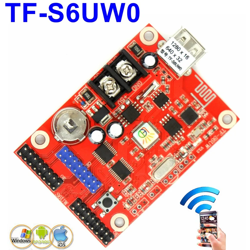 TF S6UW0 WIFI LED карта управления 1280*16 пикселей один двухцветный беспроводной модуль led