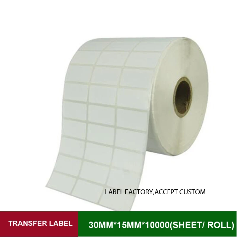 Thermal transfer printer paper labels 30*15mm*10000 sheets sticker for