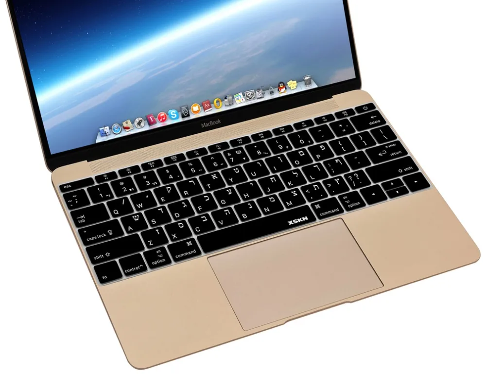 Для нового MacBook 12 дюймов ультра тонкая иврит Мягкая силиконовая клавиатура крышка кожи, Синий чехол клавиатуры для Macbook 12