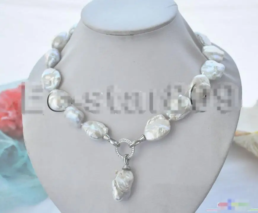 

Hot sale new Style >>>>> 17" 26mm baroque WHITE KESHI REBORN PEARL NECKLACE PENDANT