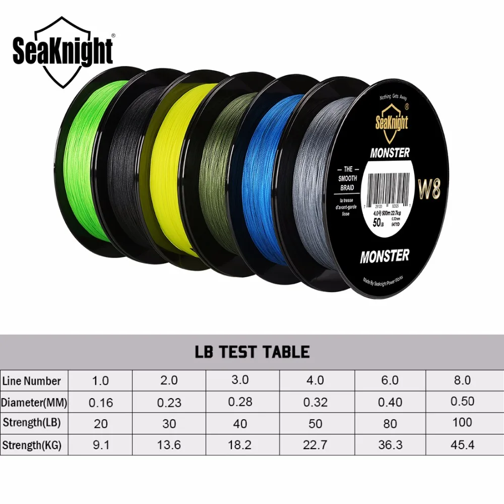 SeaKnight MS серия W8 плетеная леска 500 м 546YDS 8 нитей проволока PE многофиламентная для