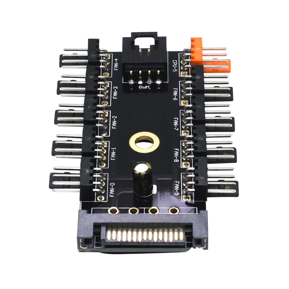 TISHRIC 1 to 10 4Pin Fan Hub Splitter PC Pwm Cable 12V Molex Sata Power Suppply Cooler Cooling Adapter For PC Computer Mining