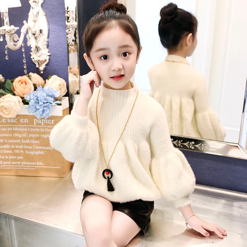 JMFFY 2018 Girls Sweaters Solid Sweaters Autumn Knitted Baby Girl