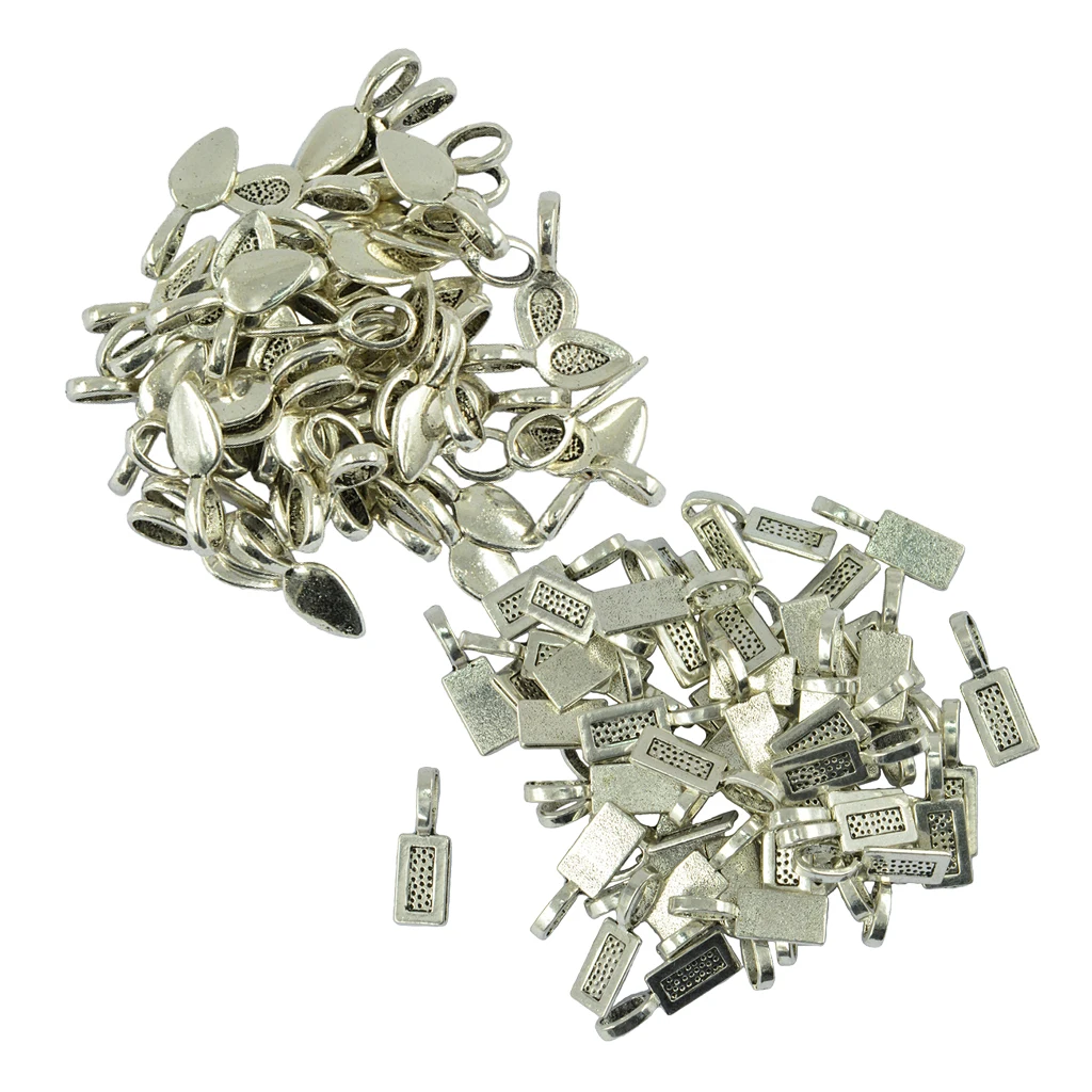150Pcs Alloy Glue-on Flat Pad Bails Pendant Cabochon Jewellery Making Craft