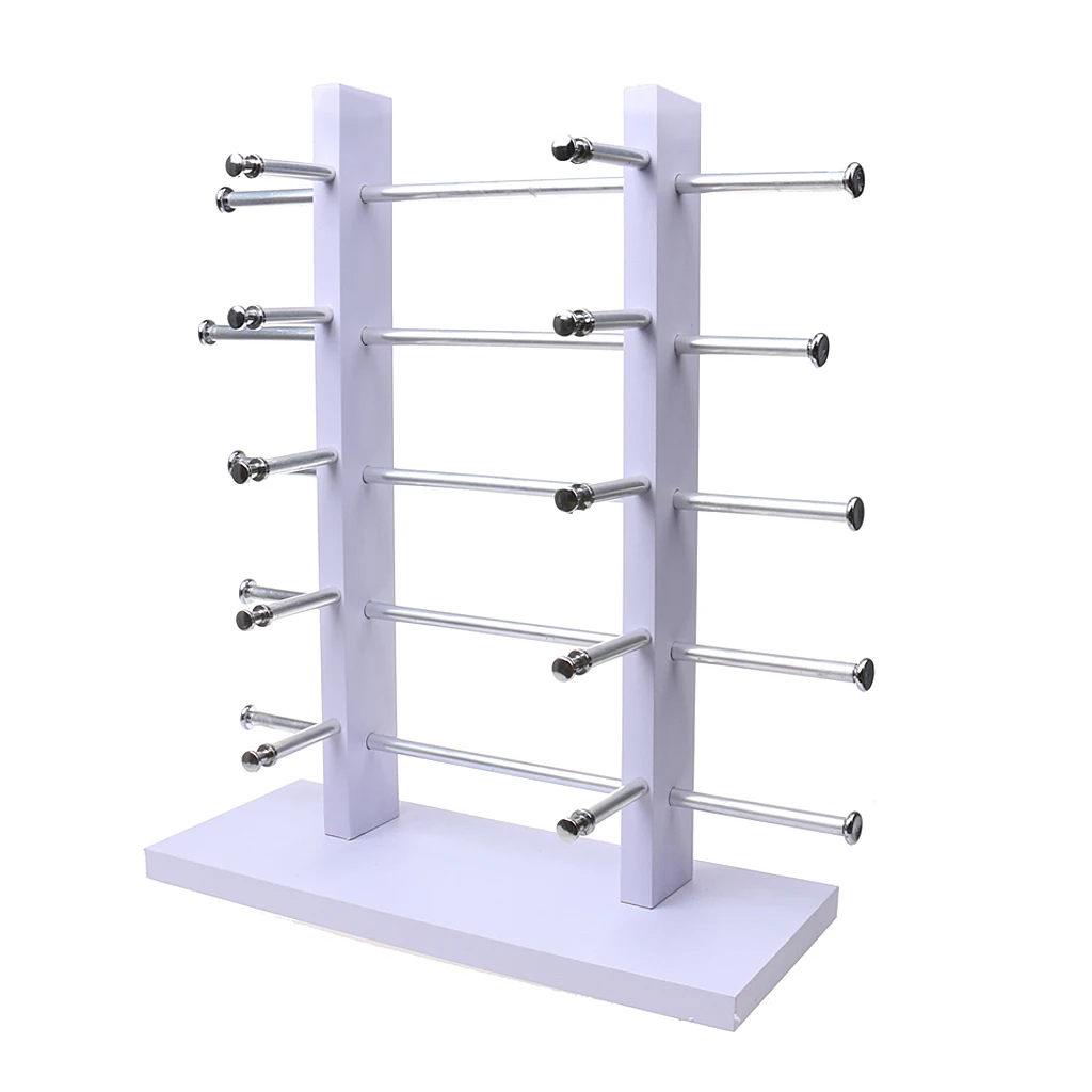 5-Layer Sunglasses Eyeglasses Display Wooden Frame Rack Stand Holder Organizer Earing Jewelry Packaging -White