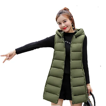 

2018 Women Double Sides Wear Cotton Vest Female Winter Sleeveless Parkas Jacket with Hooded Lady Print Slim Waistcoat Vest F709