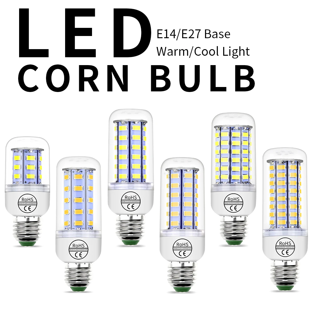 

Corn Bulb E27 Led Lamp GU10 Chandelier Candle Bulb E14 220V Energy Saving Light Bulb 24 36 48 56 69 72leds Lampada For Home 5730