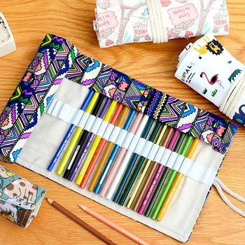 

Ethnic Style Pencil Case Stationery Canvas Pen Roll Up Bag Pencils Storage Organizer Pen Bags School Supply Stationery