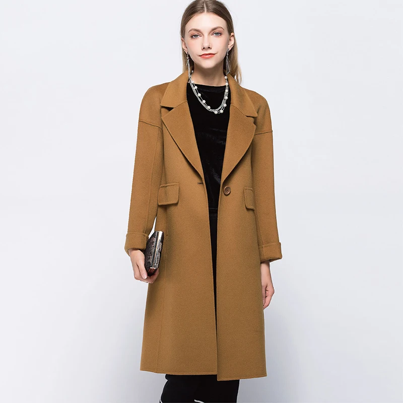 D&feel New Autumn Winter Women Wool Coats Double Face Woolen 100 Pure