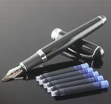 New Jinhao X750 Deluxe Black Business Writing calligraphy pen Medium Nib metal Fountain Pen ink Refill