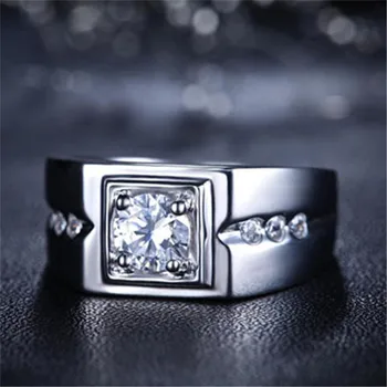 

Luxury Jewelry Rings For Men 925 Sterling Silver Bridegroom Wedding Engagement Ring Love Promise Drop Shipping Accessories