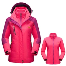 Летняя женская куртка для походов и кемпинга, зимняя куртка для катания на лыжах и сноуборде, водонепроницаемая ветрозащитная 2 в 1 Теплая Флисовая Куртка