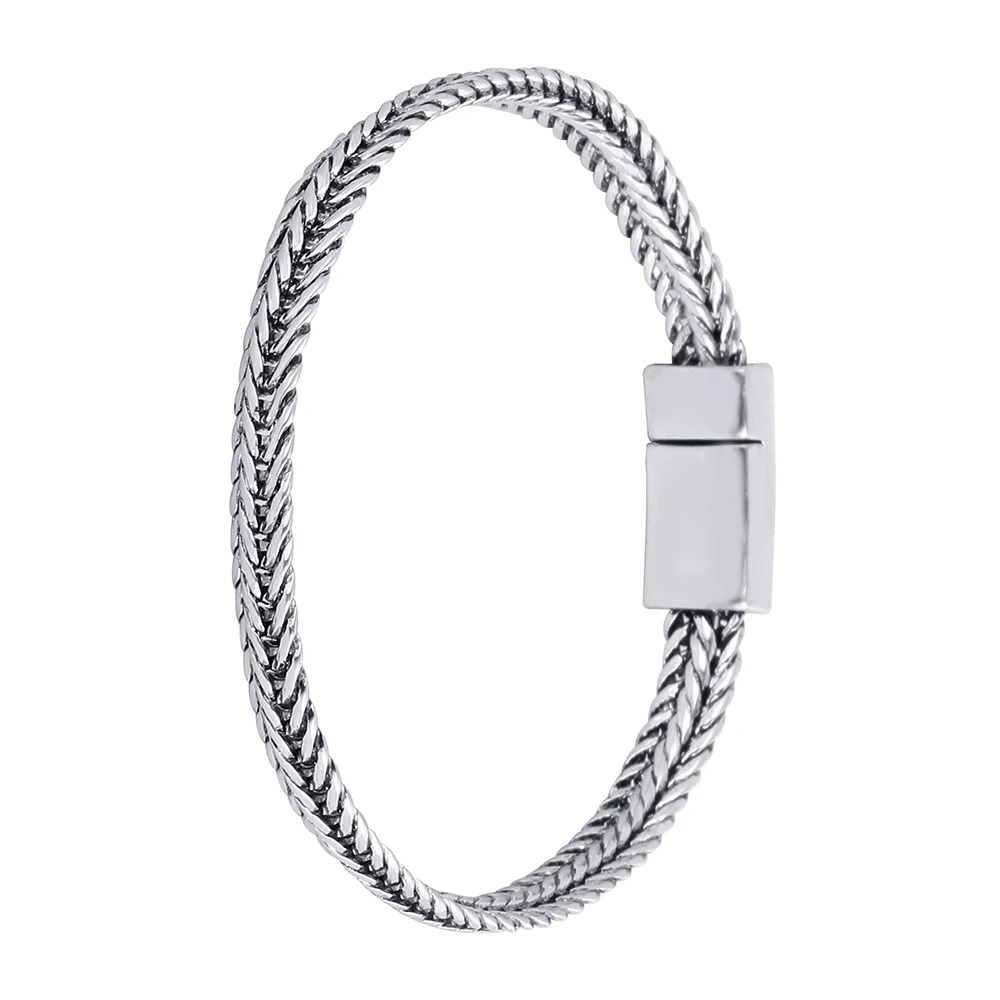 Модные новые звенья цепи Древний серебряный браслет для мужчин тяжелый 5 мм широкий Wo мужские браслеты Будды браслет в форме велосипедной цепи
