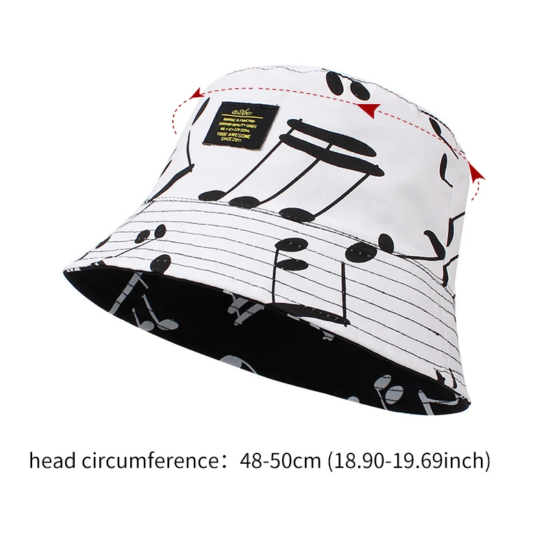Both Side Cotton Print Kids Hat Music Spring Baby Sun Cap Casual Kids Bucket Hat Summer Panama Cap Fashion Baby Boys Clothing (1)