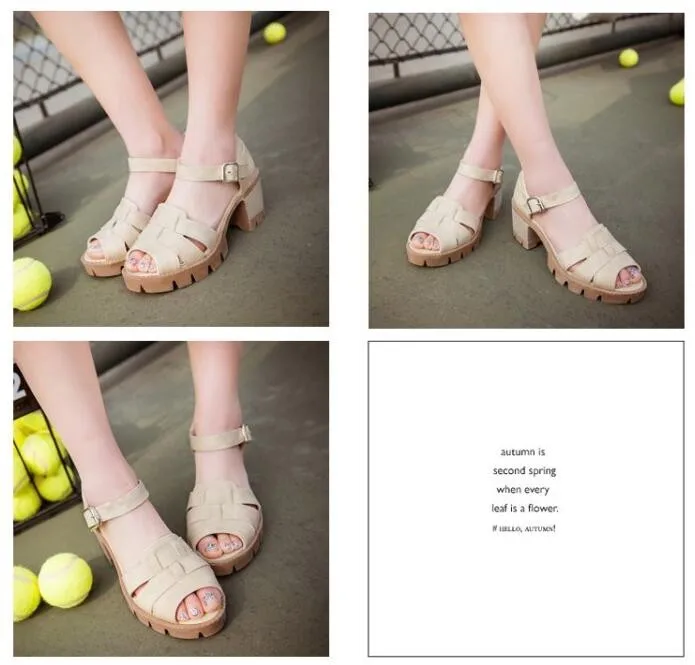 Большой размер 35–43 новинка женская обувь плетёные босоножки на платформе в стиле Лолита толстый каблук обувь с пряжкой повседневная#0578