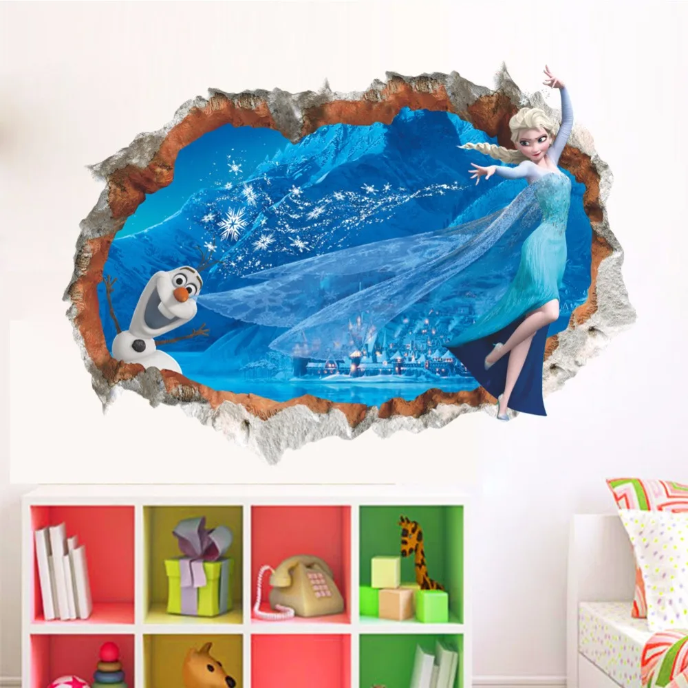 3D Обои Замороженные Elsa Olaf Обувь для девочек Комната принцессы Наклейки на стену