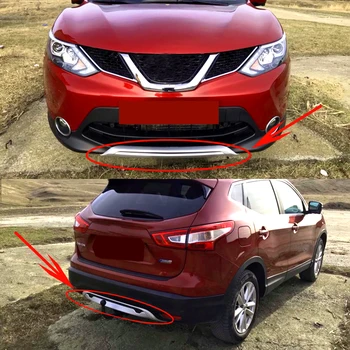 Free Shipping For Nissan Qashqai Dualis J11 2014 - 2017 ABS Car Exterior Front Rear Bumper Skid Protector Guard Plate Cover 2PCS 1