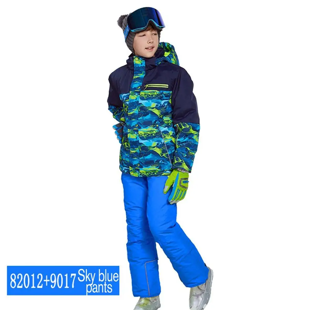 Phibee/XXS-XXL лыжный костюм для мальчиков и девочек комплект из водонепроницаемых штанов и куртки, зимняя спортивная утепленная одежда Детские лыжные костюмы Прямая поставка - Цвет: 1